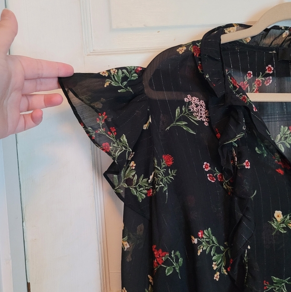 Sheer black ruffle top - Picture 2 of 4